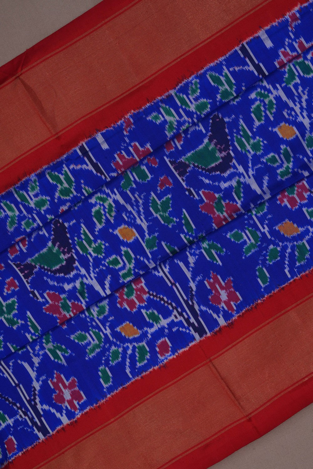 Image of Pochampally Ikat Silk Royal Blue Saree